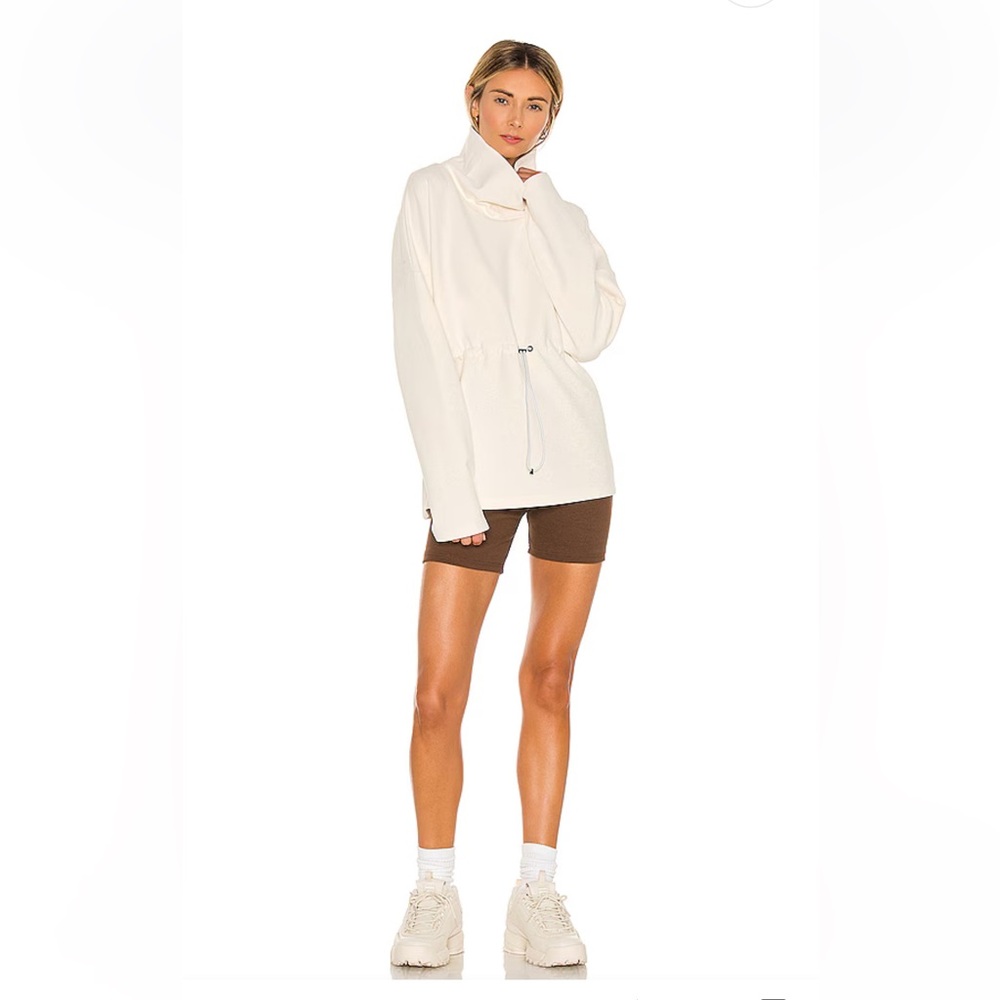 Varley Cream Drawstring Funnel Neck Pullover